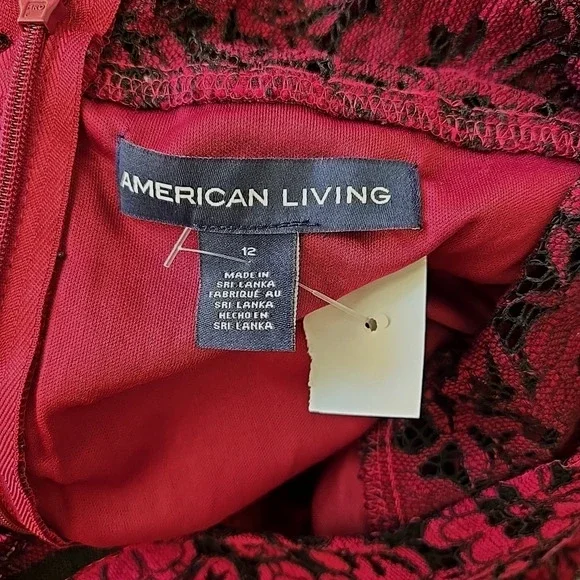 American Living Women's Lace Dress Sz 12 Bell Sleeve Bohemian NEW Stretch A-Line - Picture 6 of 11